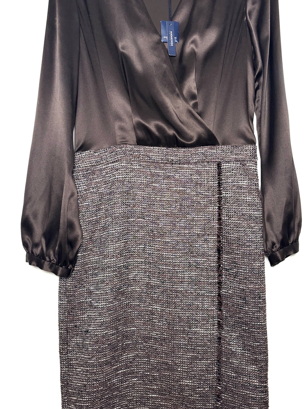 Magaschoni Brown Tweed-Effect Pencil Dress